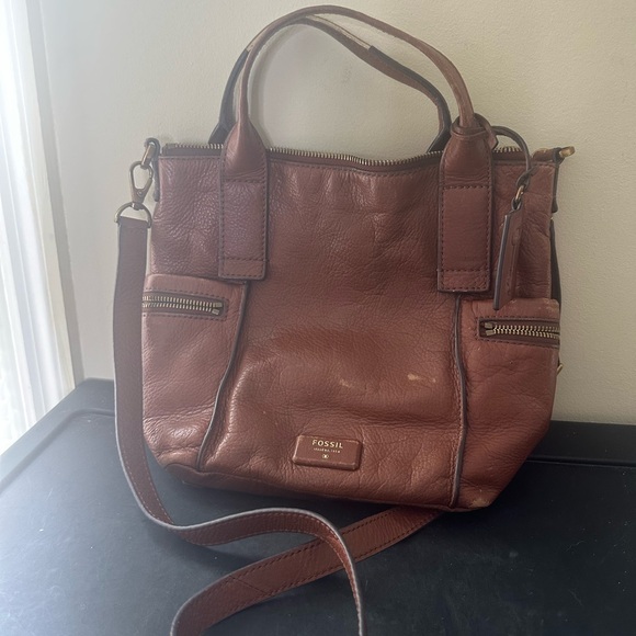 Fossil Leather Purse/ToteBag Women’s Brown Soft Cow Hide - Picture 1 of 7